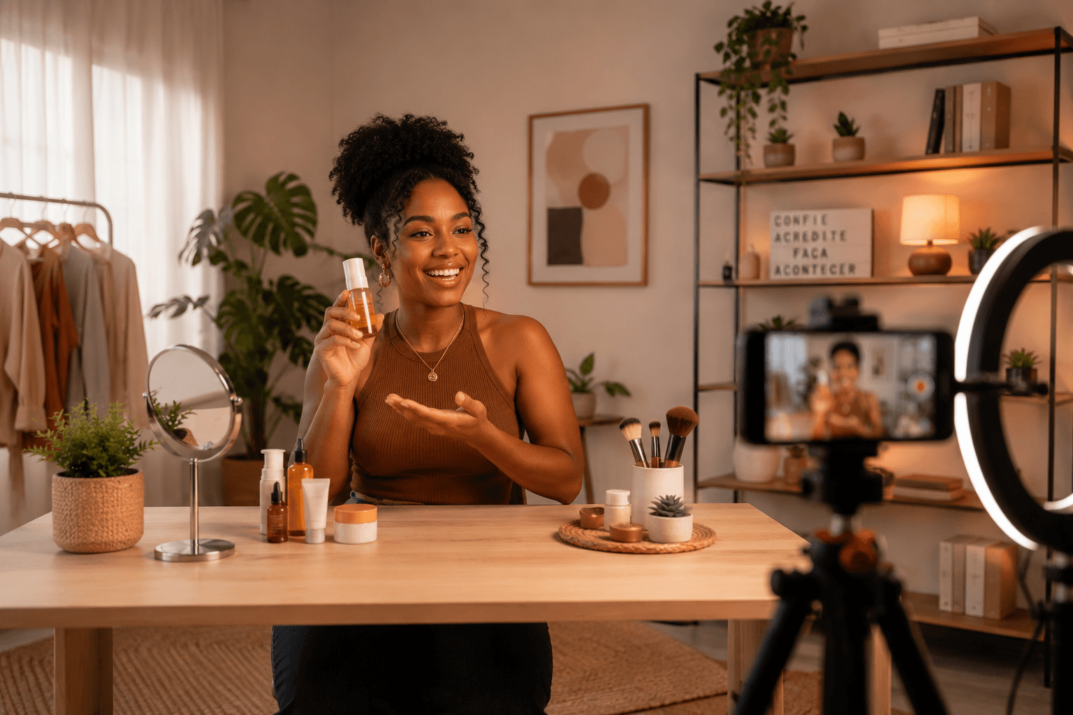 Entrepreneur managing her own affiliate program on Lomadee